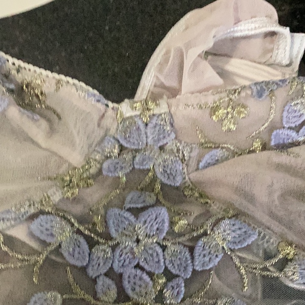 NWOT Gray Chemise with Intricate Embroidery